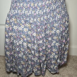 Forever 21 Blue Floral Smocked Waist Skirt